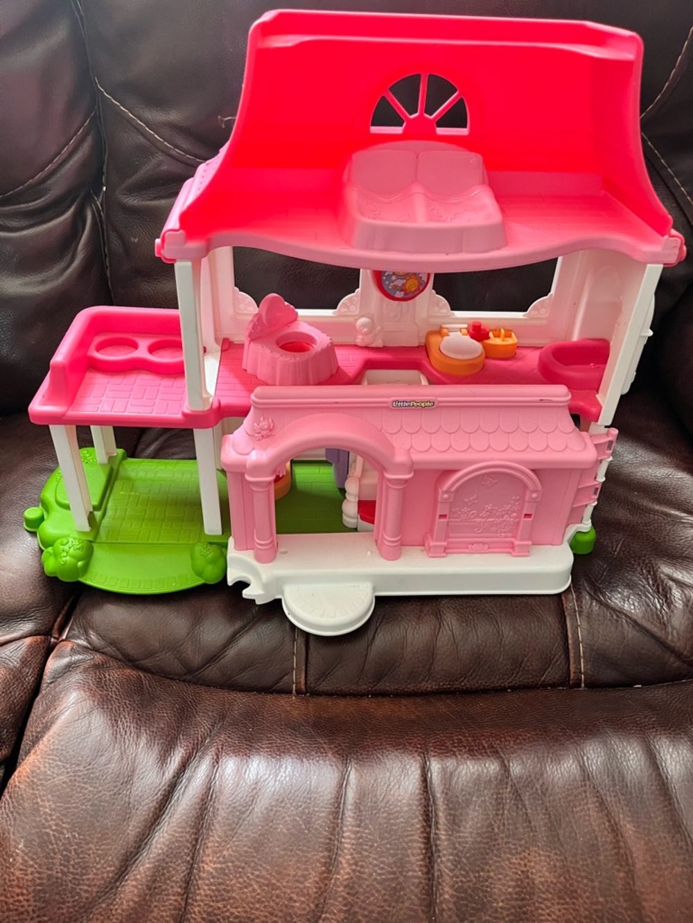 Fisher-Price Pink and Green Two-Story Happy Sounds Dollhouse